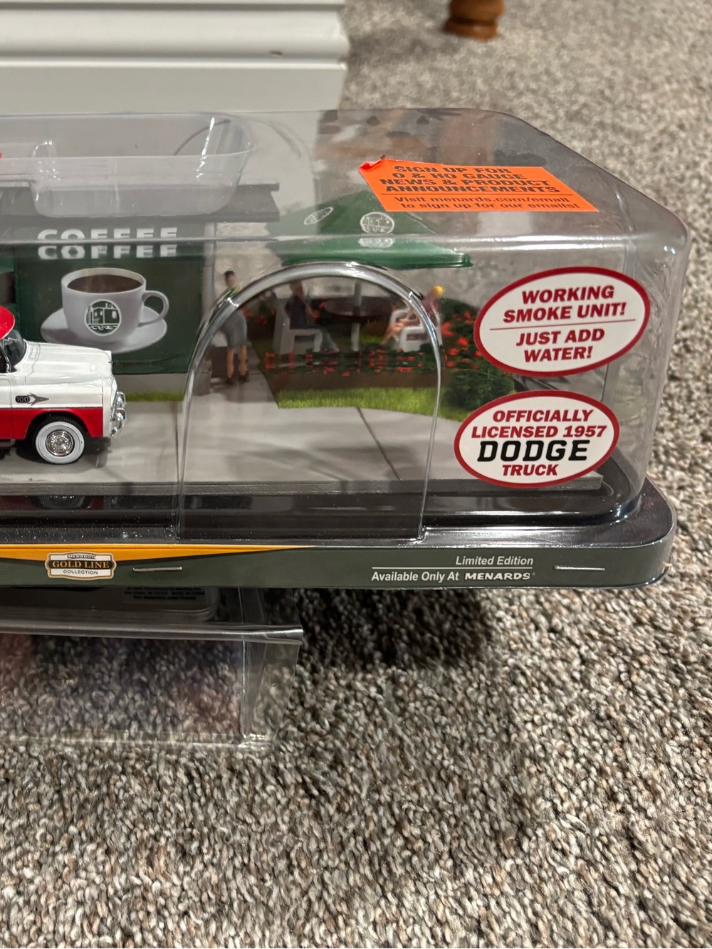 Coffee shop and 1957 Dodge O Scale train layout building